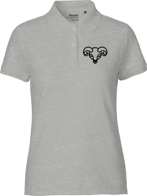 Produktbild von Huuraa Damen Polo Shirt Widder Sternzeichen Symbol L Sport Grey Bio Baumwolle Fairtrade Poloshirt Geschenkidee