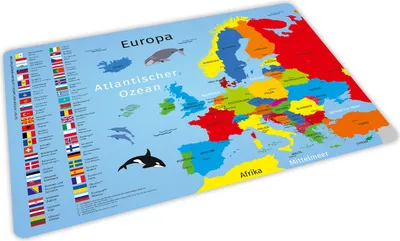 Produktbild von stabiles Vinyl Tischset - Europa mit Flaggen und Hauptstädten
