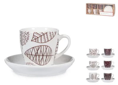 Obrázek produktu pro H&H - Sada 6 šálků na kávu Michelle z nového kostního porcelánu, CC100