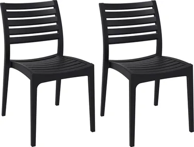 Produktbild von CLP 2er Set Gartenstühle Ares stapelbar und mit modernem Design schwarz