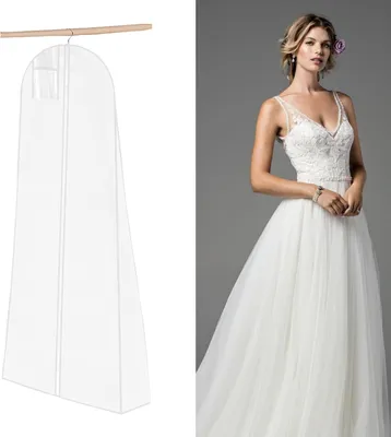 Produktbild von Kleidersack Brautkleid,Brautkleidhülle Kleidersack Lang 183x60cm Anti-Staub Atmungsaktiver Hochzeitskleid Kleidersäcke mit Reißverschluss für Brautkleider Abendkleider Wedding Dress Lang Mäntel (Weiß)