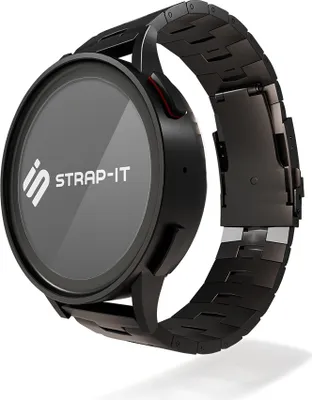 Produktbild von Strap-it Titanarmband - Kompatibel mit Samsung Galaxy Watch Armband 46mm Ersatzarmband - Titanium - Hochwertiges Material - für Smartwatch 22mm Armband Schwarz