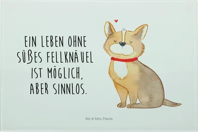 Produktbild von Mr. & Mrs. Panda Glas Schneidbrett Hund Glück - Weiß - Geschenk, schneidunterlage, Liebe, Herz, Spruch, Schneidplatte, Hackbrett, Sprüche, Schneidebrett Aus, Niedlich