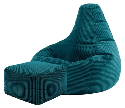 Produktbild von Icon Dalton Sitzsack Cord und Hocker mit Füllung, Blaugrün