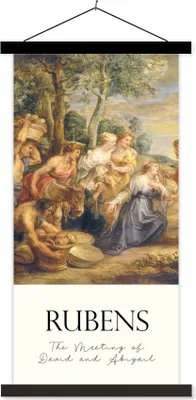 Produktbild von MuchoWow® Textilposter Rubens - Kunst - Die Begegnung von David und Abigail 40x80 cm mit schwarzem Rahmen - Wandemalerei