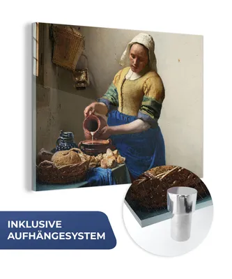 Obrázek produktu pro MuchoWow® Obrazy na skle - Nástěnné obrazy - Fotografie na skle Mlékařka - Umění - Staří mistři - Vermeer 80x60cm Nástěnná dekorace ze skla - akrylová malba na