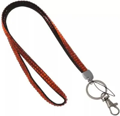 Produktbild von 1x ORANGE Schlüsselband Umhängeband Lanyard 10mm Karabinerhaken Ausweise Autoschlüssel Zugangskarten Strass Steine Bling Rhinestone