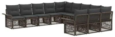 Image de Ensemble de canapés de jardin vidaXL, 11 pièces, gris, en polyrotin