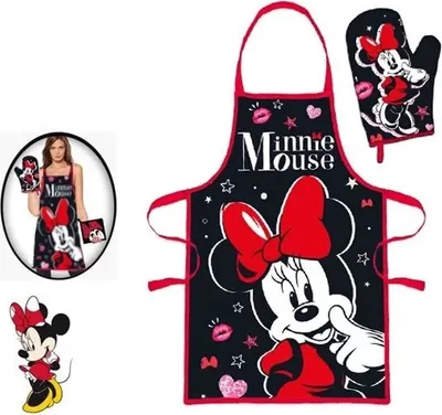 Zdjęcie produktu dla Fartuch kuchenny Myszka Minnie z rękawicą kuchenną