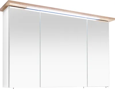 Produktbild von Spiegelschrank >Jenn II< in weiß-glänzend aus Massivholz - 110x72x20cm (BxHxT)