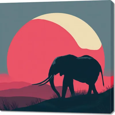 Produktbild von Bild 100x100cm Elefant bei Rot