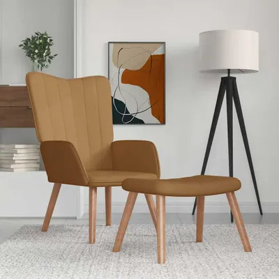 Image de Maison Exclusive - Fauteuil de détente avec repose-pieds, velours marron