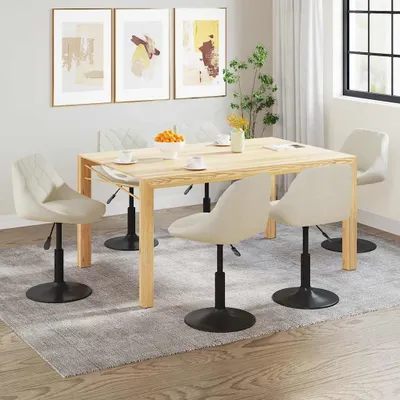 Produktbild von vidaXL Esszimmerstühle 6 Stk. Drehbar Creme Samt