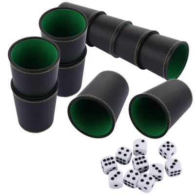 Produktbild von Solidchoice – Set mit 10 Leder-Würfelbechern und 50 Würfeln