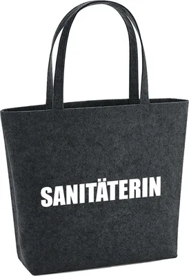 Produktbild von Huuraa Filzshopper Sanitäterin Schriftzug 22 Liter Charcoal Melange Filztasche Geschenkidee