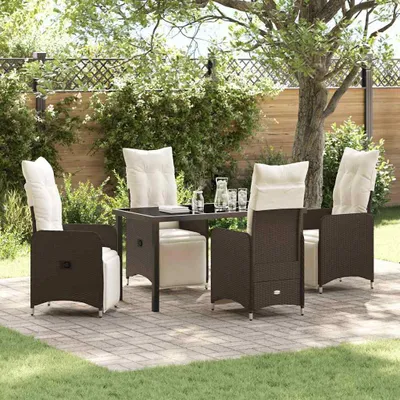 Image de Ensemble de jardin exclusif - Table et 4 chaises en polyrotin marron