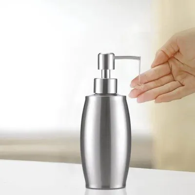 Obrázek produktu pro Dávkovač tekutého mýdla, 350 ml, nerezová ocel, 18 x 5,4 cm, dávkovač do koupelny