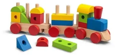 Zdjęcie produktu dla Pociąg drewniany z klockami i dźwiękiem - One for Fun
