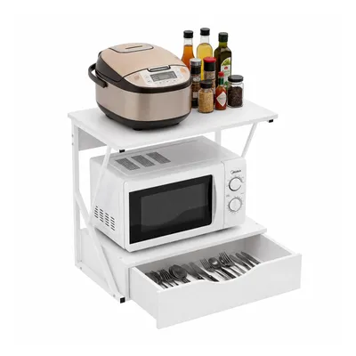 Produktbild von Mikrowellenhalter Gewürzregal Mikrowellen Regal Küchenregal mit Schublade für Küche, Gewürzablag