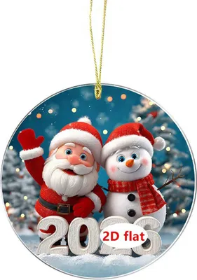 Produktbild von 2026 Weihnachtsschmuck, Cartoon-Weihnachtsmann, Schneemann, Rentier, 2D-Weihnachtsbaumschmuck aus Acryl für Baum, Tür, Fenster, Auto-Dekor