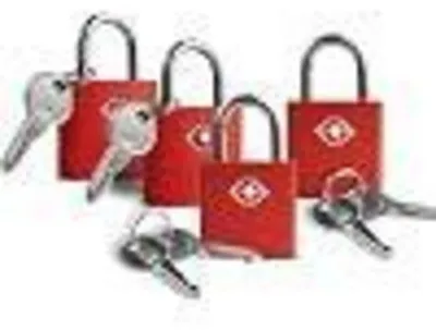 Image de Serrures de bagages TSA avec clé, lot de 4, à clé unique, couleur rouge