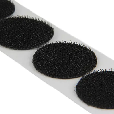 Klett-Rundlinge Ø 22 mm, schwarz, 100 Stück Haken, selbstklebend
