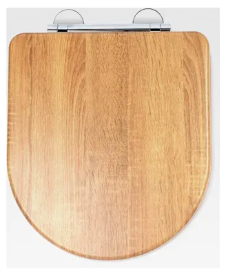 Produktbild von Levico WC-Sitz aus Holz mit Absenkautomatik – Flexi-Fix für einfache Montage – Schnellverschluss für unkomplizierte Reinigung – Antibakterieller Toilettendeckel – WC-Sitz in D-Form (Eiche)