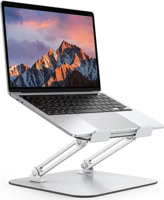Productafbeelding van Laptopstandaard van metaal, verstelbaar - Laptophouder met koelfunctie - compatibel met alle laptops (10-17 inch) - zilver