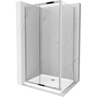 Obrázek produktu pro Mexen Apia rozsouvací sprchový kout 110 x 70 cm, Průhledné, Chromovaná + sprchová vanička Flat - 840-110-070-01-00-4010