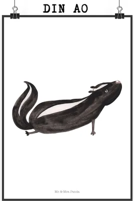 Produktbild von Mr. & Mrs. Panda Bild Stinktier Yoga DIN A0 - Weiß - Geschenk, wanddeko, Wildtier, Kunstdruck, Namaste, Liebe, Wandbild, Raubtier, drucke, Posterdruck