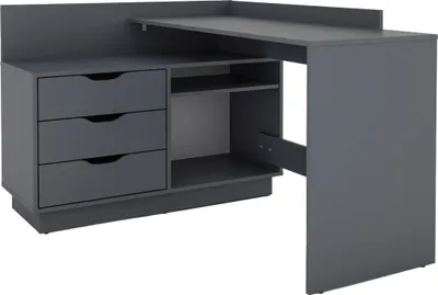 Produktbild von Winkelschreibtisch >BELFAST< in Anthrazit 129 x 83,5 x 105 cm (BxHxT)