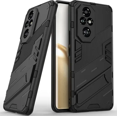 Produktbild von Armor Hülle für Honor 200 Pro Hybrid PC TPU Bumper Stoßfestes Schutzhülle mit Standfunktion Schwarz