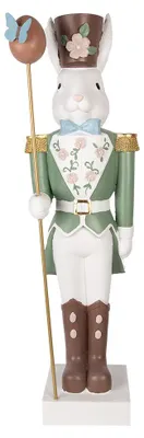 Produktbild von Clayre & Eef Dekorationsfigur Kaninchen 28x23x96 cm Weiß Grün Keramikmaterial
