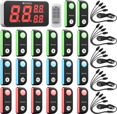 Produktbild von Retekess TM103 Kabelloses Quiz Buzzer System, Trivia Quizzes Buzzer, Einhandbedienung, mit LED-Licht Knöpfen und Sound,für Teambuilding Events Schule