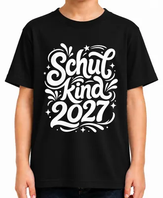 Produktbild von Schulkind 2027 Einschulung Erster Schultag Schultüte Grundschule Kinder T-Shirt, Schwarz, 140