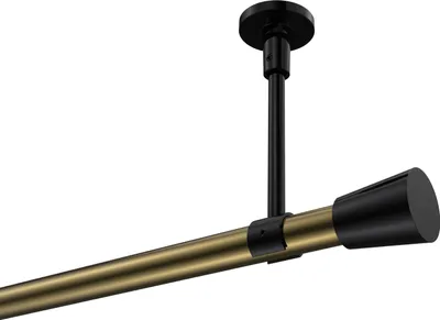 Produktbild von Interdeco Gardinenstange / Vorhangstange Messing Antik / Schwarz, Typ Sonette Sitra (Konus) ohne Ringe, Deckenmontage, 20 mm Ø 1-läufig, 400 cm