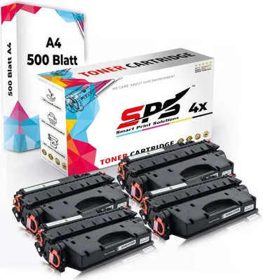 Produktbild von Druckerpapier A4 + 4x Multipack Set Kompatibel für HP LaserJet P 2057 Series (CE505X/05X) Toner Schwarz