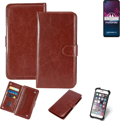 Produktbild von K-S-Trade 360° Hülle kompatibel mit Motorola one action braun Kunstleder Case BookCase WalletCase Kunstlederederhülle Handyhülle, Rundumschutz