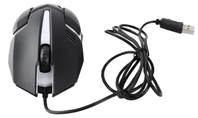Imagen del producto de Ratón para videojuegos, 1600 DPI, conexión Plug-and-Play, diseño ergonómico compatible con Windows XP y Vista