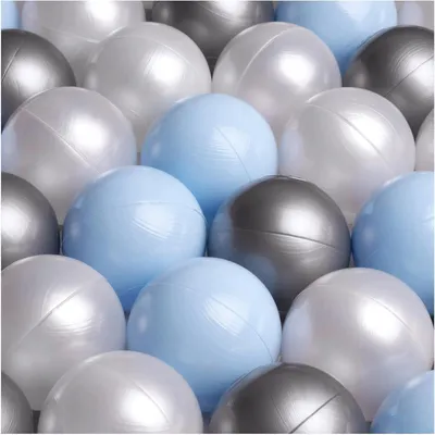 Produktbild von MISIOO Bälle für Bällebad 150 Stück - Bällebad Bälle - Bälle Ø 6 cm - Plastikbälle hergestellt aus 100% LDPE - Spielzeug Baby - Hellblau/Perlen/Silber