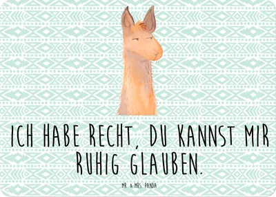 Produktbild von Mr. & Mrs. Panda Blechschild Lamakopf Genervt DIN A5 - Aztekenblau - Geschenk, Lama, tafel, Schild, Lamas, Büro, Chef, Chefin, Freundin, Metallschild, Wandbild, Türschild