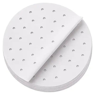 Backpapier für Heißluftfritteuse, 25 cm, 100 Blatt, geperforiert, weiß