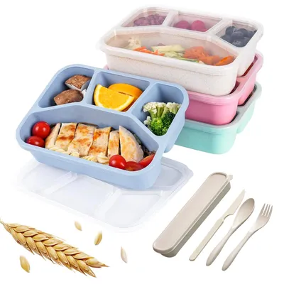 Zdjęcie produktu dla Zestaw 4 pudełek na lunch z widelcem i łyżeczką
