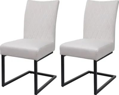 Produktbild von 2er-Set Freischwinger MCW-L15, Besucherstuhl Konferenzstuhl Stuhl, Samt Stahl pulverbeschichtet  creme-beige