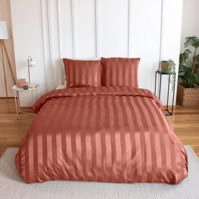 Produktbild von Bettwäsche 3-teilig Satin mit feinen Streifen Bezug + Kissenbezüge