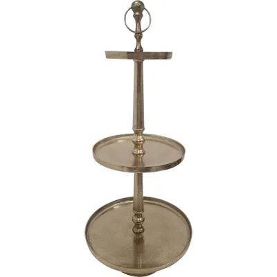Produktbild von Etagere Servierständer Palinenständer 41x41x89cm Aluminium gold 3 Etagen