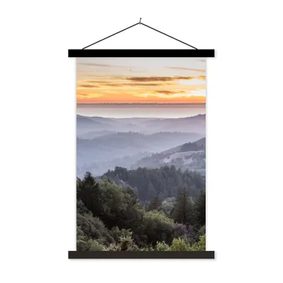 Produktbild von MuchoWow® Textilposter Berge - Sonne - Wald - Landschaft 120x180 cm mit schwarzem Rahmen - Fotos