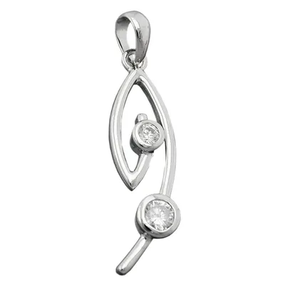 Produktbild von Anhänger 28x9mm Zirkonias weiß rhodiniert Silber 925