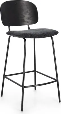Produktbild von 2 Vintage-Barhocker für Küche und Bar mit Rückenlehne Sienna Bizzotto - Grau