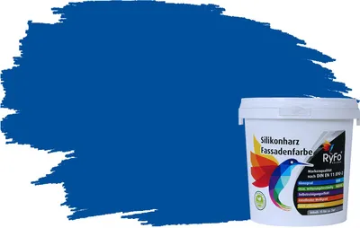 Produktbild von RyFo Colors Silikonharz Fassadenfarbe Lotuseffekt Trend Ultramarineblau 1l - bunte Fassadenfarbe, weitere Blau Farbtöne und Größen erhältlich, Deckkraft Klasse 1